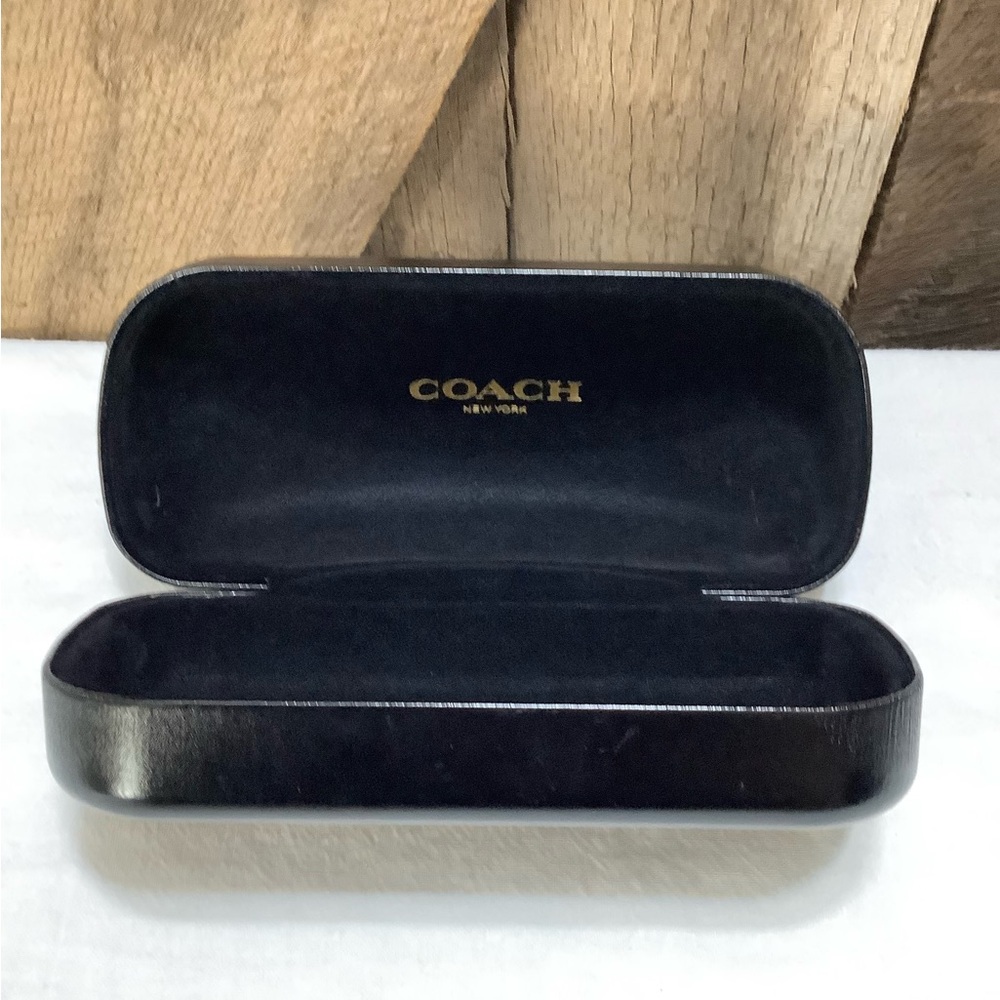 Coach New York Black Leather Hard Clam Shell Eyeglass Case